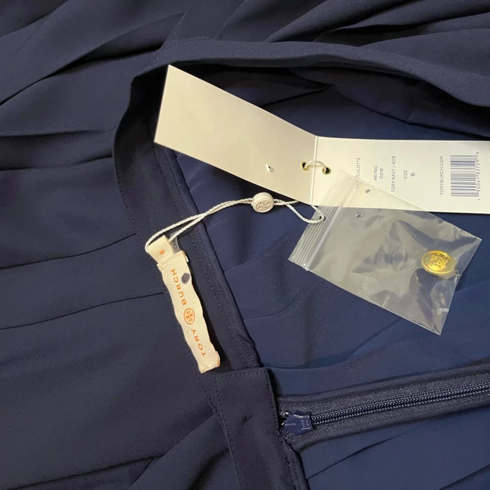 Tory Burch‎ Faye Pleated Culottes Tory Navy Blue Knee Length Size 6 Retails $298